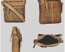 Leather Cross-Body Sling Bag for Men/Boys – (L x B x H: 8×9 (Brown)