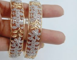 AD Studded Gold Plated Signature Bangles for Women & Girls