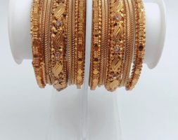 Traditional Gold Plated Bracelet Bangles Set for Girls and Women