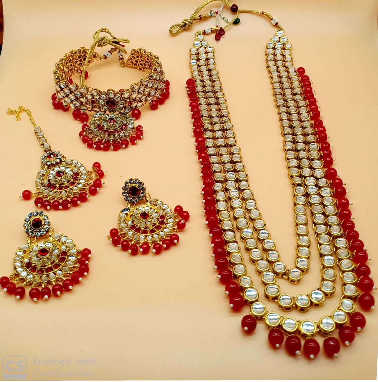 the Pearl Gold Plated Wedding Jewellery MultiString Necklace Set For Women Online